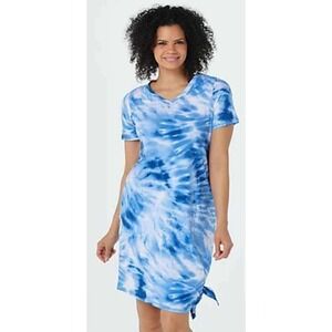 Blue tie dye t-shirt dress by Cuddle Duds.  Size Small